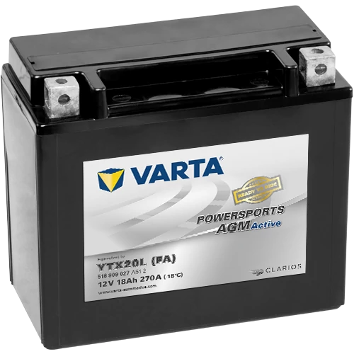 Motor Akkumulátor Varta Powersports AGM Active YTX20L 12V 18Ah 270A jobb+ (518909027A512)
