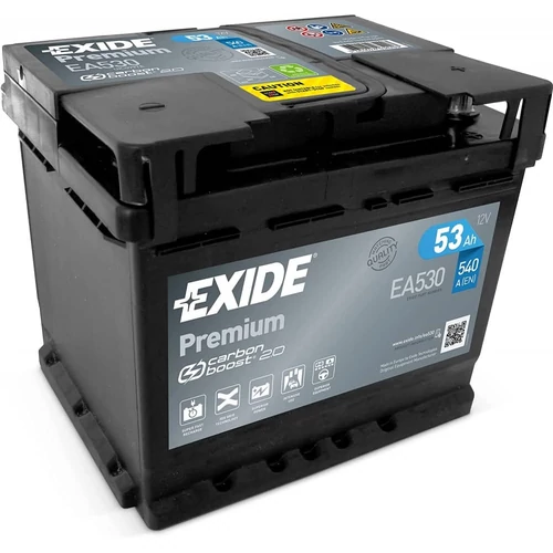 Exide Premium 12V 53Ah 540A jobb+ Autó Akkumulátor (EA530)
