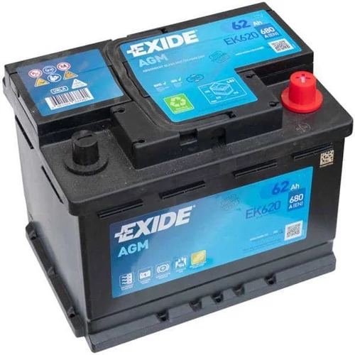 Autó Akkumulátor Exide AGM  62 Ah 680A Jobb+ Start-Stop (EK620)