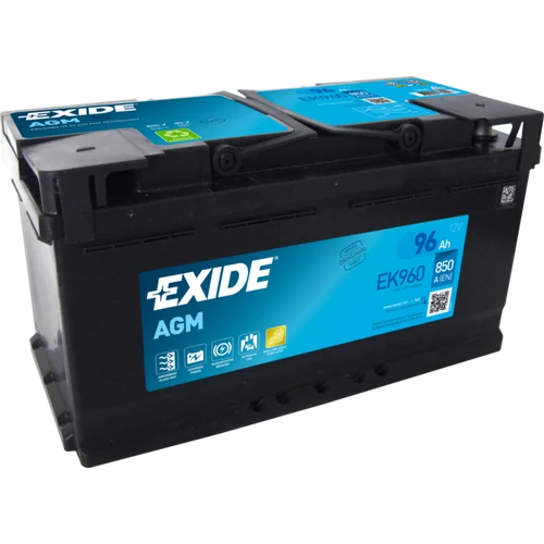 Autó Akkumulátor Exide AGM 96Ah 850A Jobb+ Start-Stop (EK960)
