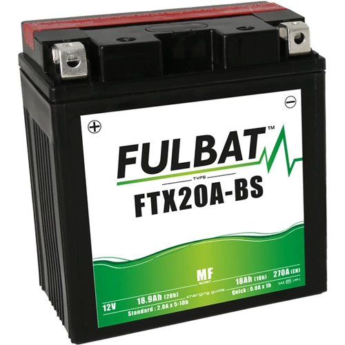 Fulbat FTX20A-BS 12V 19Ah 270A motorkerékpár akkumulátor
