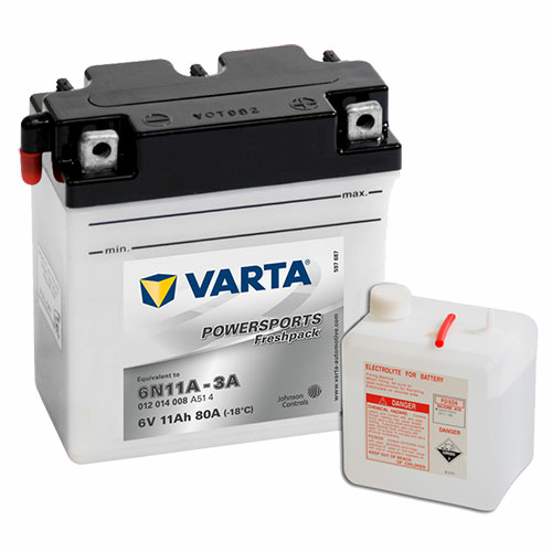 Varta Powersports Freshpack 6N11A-3A 6V 11Ah 80A jobb+ motorakkumulátor (012014008A514)