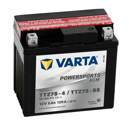 Varta Powersports AGM TTZ7S-BS  12V 5Ah 120A jobb+ motorakkumulátor (507902011A514)