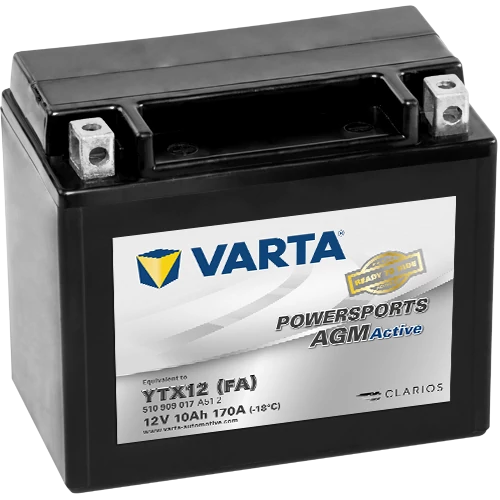 Motor Akkumulátor Varta Powersports AGM Active YTX12-4  12V 10Ah 170A bal+ gyárilag üzembehelyezett (510 909 017 A51 2)