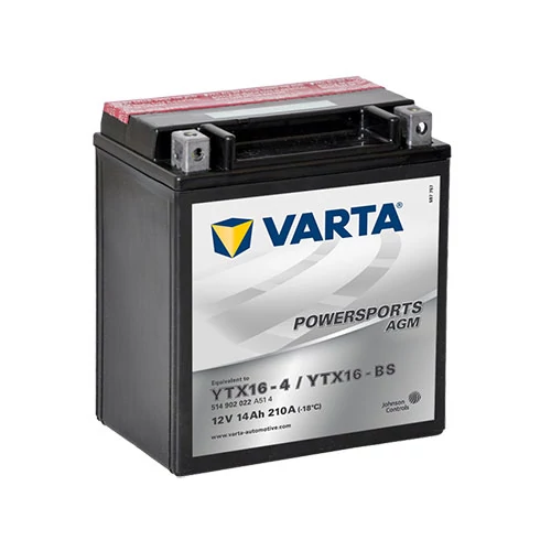 Varta Powersports AGM YTX16-BS  12V 14Ah 210A bal+ motorakkumulátor