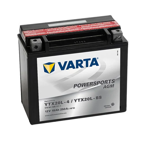 Varta Powersports AGM YTX20L-BS  12V 18Ah 250A jobb+ motorakkumulátor (518901026A514)