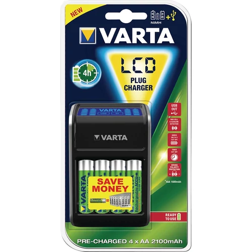 Varta LCD Plug töltő + 4x2100 mAh