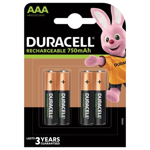 Duracell STAY CHARGED AAA 750 mAh tölthető elem - 4db
