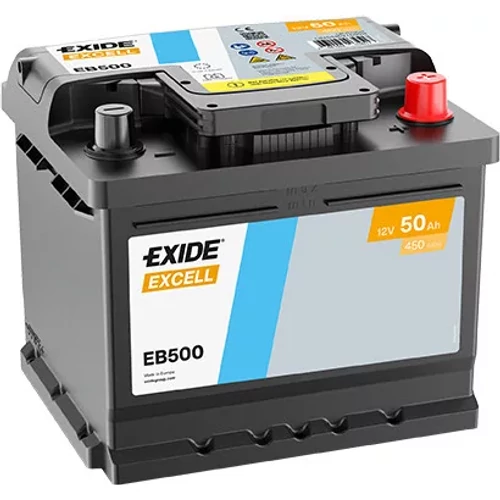 Exide Excell 50Ah 450A Jobb+ Akkumulátor (EB500)
