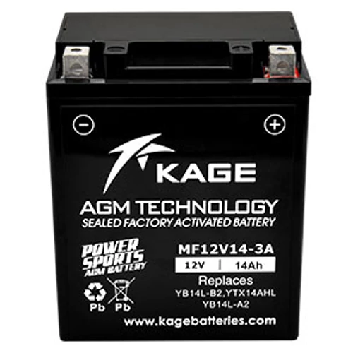 KAGE AGM MF KYB14L-B2 (MF12V14-3A) 12V 14Ah 200A gyárilag üzembehelyezett motorkerékpár akkumulátor