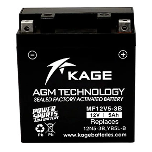 Motor Akkumulátor KAGE MF AGM YB5L-B (MF12V5-3B) 12V 5,5Ah 75A gyárilag üzembehelyezett