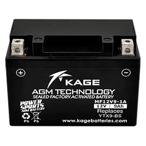 Motor Akkumulátor KAGE AGM MF YTX9-BS (MF12V9-1A) 12V 9Ah 135A bal+ gyárilag üzembehelyezett 