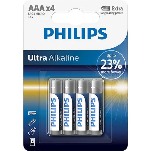Philips Ultra Alkaline LR03/AAA elem - 4db