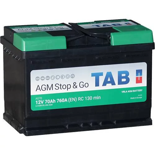 TAB Stop & Go AGM 12V 70Ah 760A jobb+ akkumulátor