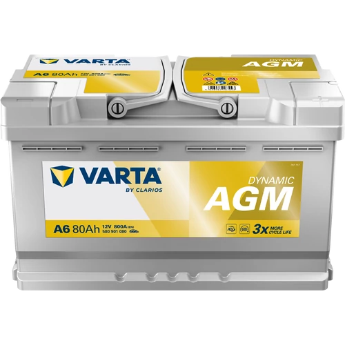 Varta Dynamic AGM 80Ah 800A Jobb+ autó akkumulátor (A6) - 580901