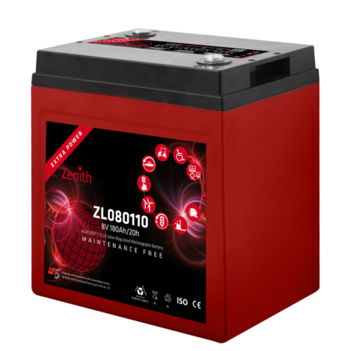 Zenith ZL080110 8V C20/180Ah C5/150 M8 AGM Deep-Cycle akkumulátor